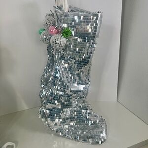 Glam Silver Sequin Christmas Stocking – Modern Holiday Décor *Multiple Available